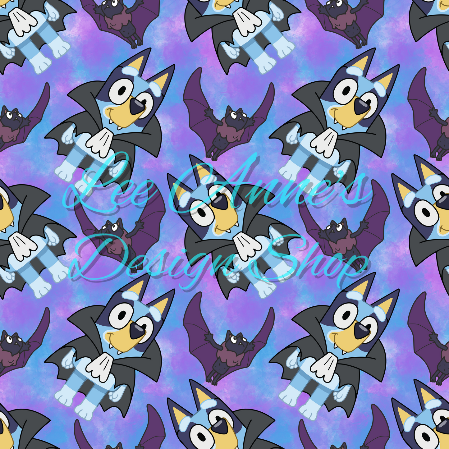 Blue dog Halloween Seamless