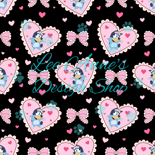 Blue Dog Valentines Seamless