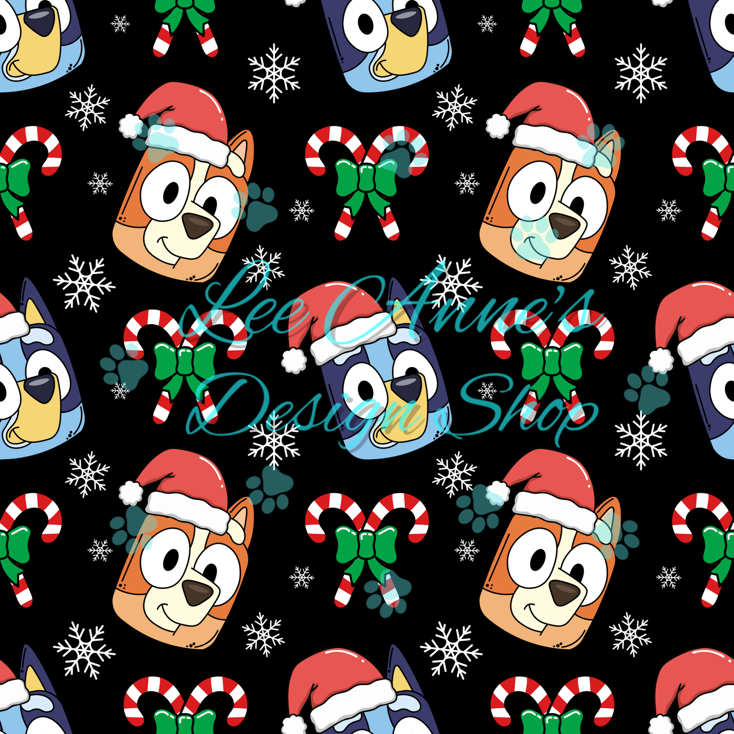 Blue dog Christmas Seamless