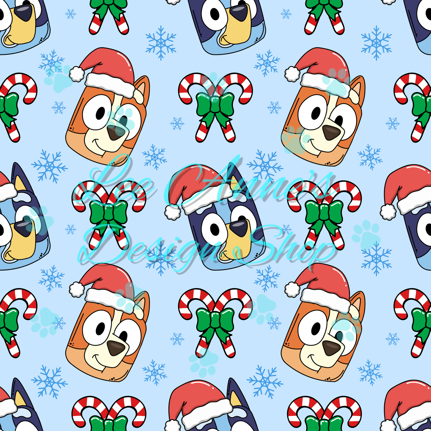 Blue dog Christmas Seamless