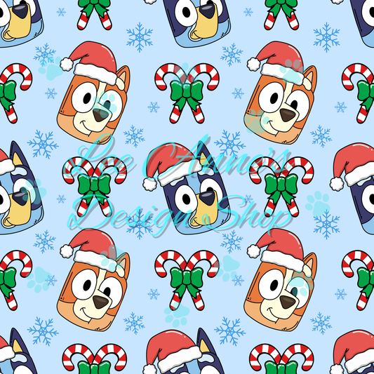 Blue dog Christmas Seamless