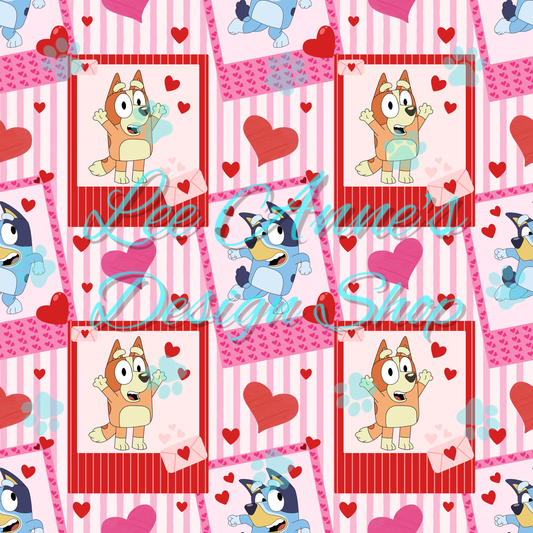 Blue Dog Valentines Seamless