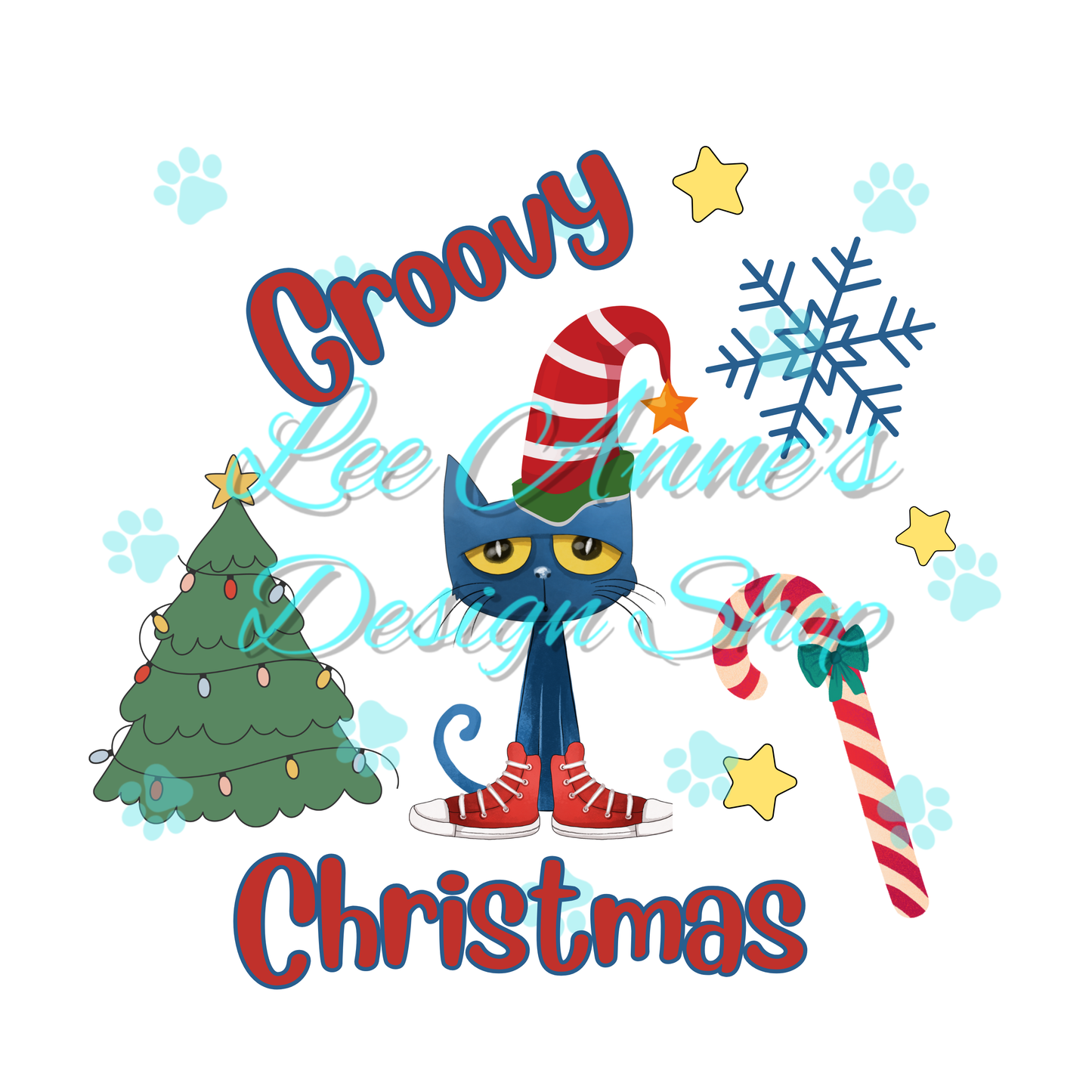 Blue Cat Christmas Sublimation