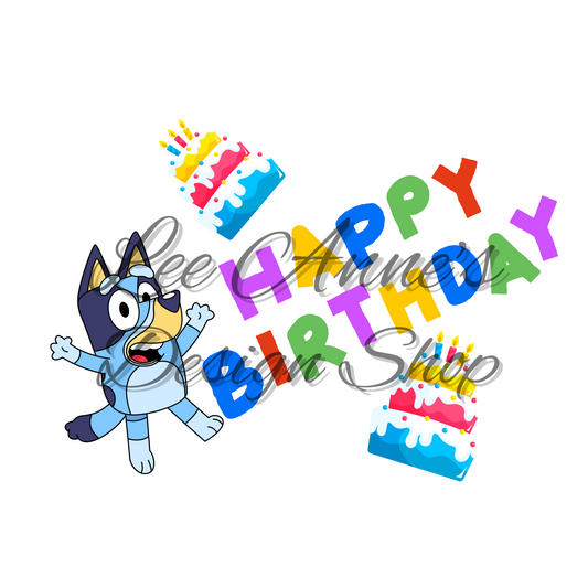 Blue Dog Birthday Sublimation