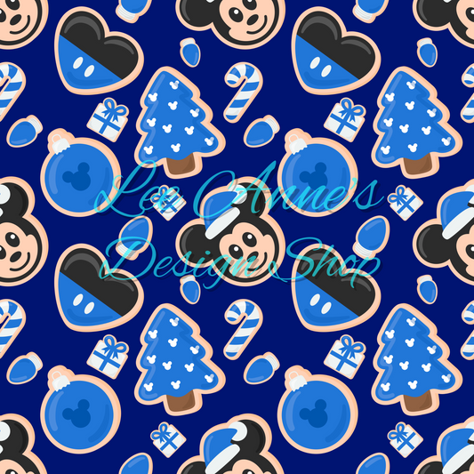 Magical Mouse Christmas Blue Seamless