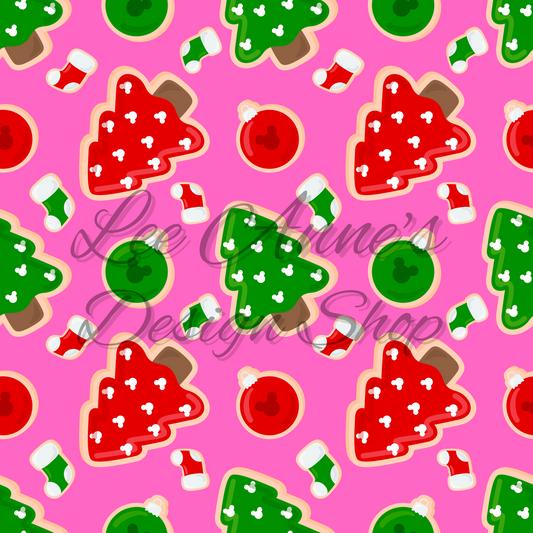Magical Mouse Christmas, Mouse cookies Pink Seamless