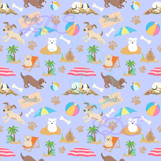 Seamless pattern, Dog beach seamless, dogs summer, dogs playing