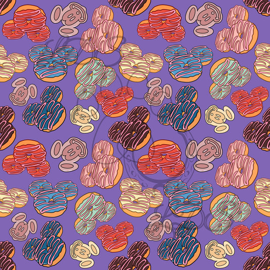 Seamless pattern, Mouse ears donuts, donuts cartoon, magical donuts, magic kingdom donuts pattern