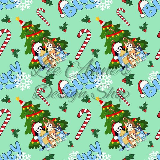 Blue dog Christmas Seamless