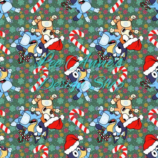 Blue dog Christmas Seamless