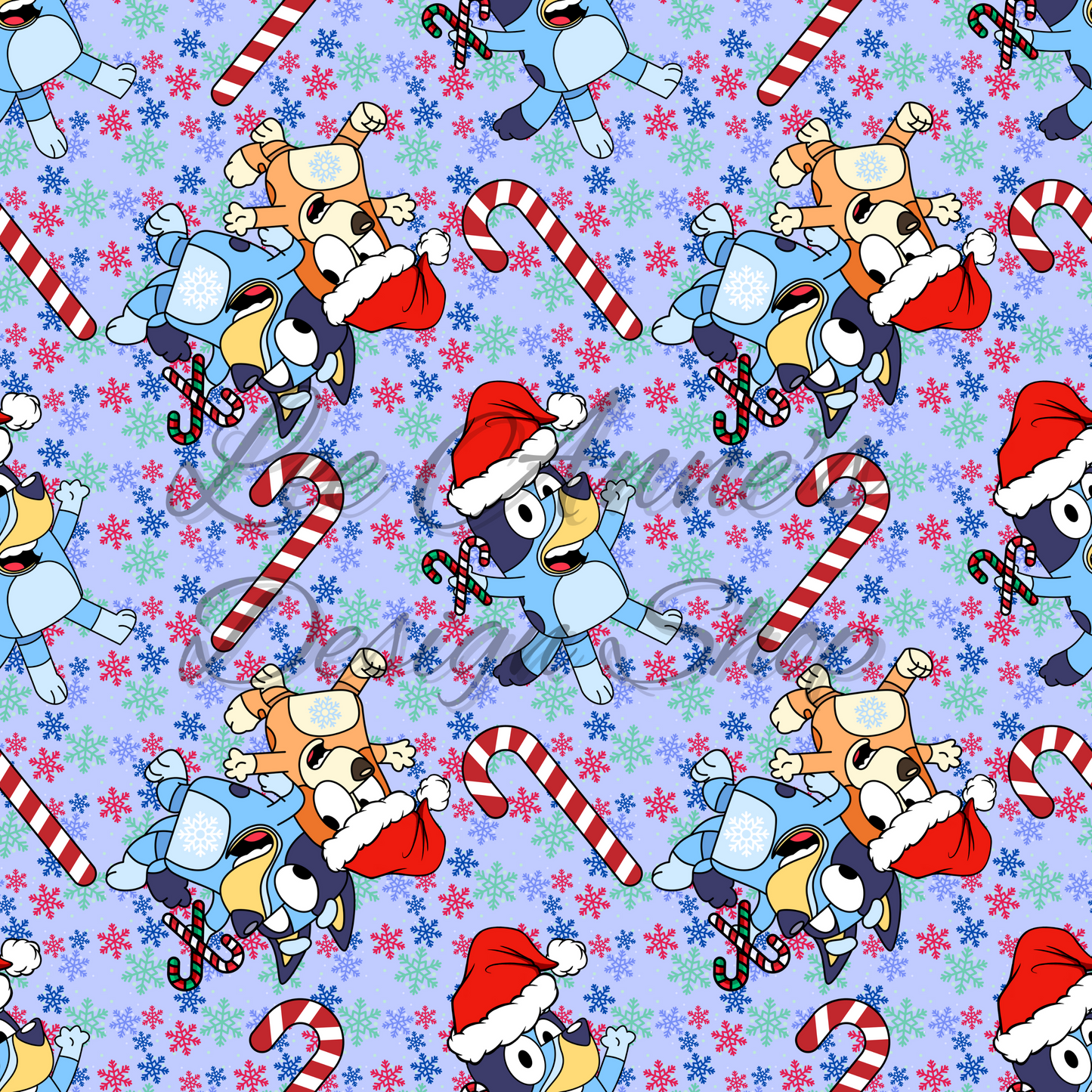 Blue dog Christmas Seamless