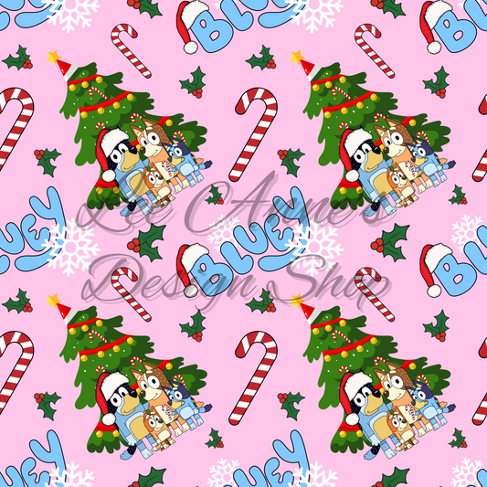 Blue dog Christmas Seamless