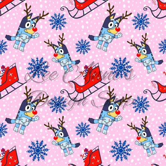 Blue dog Christmas Seamless