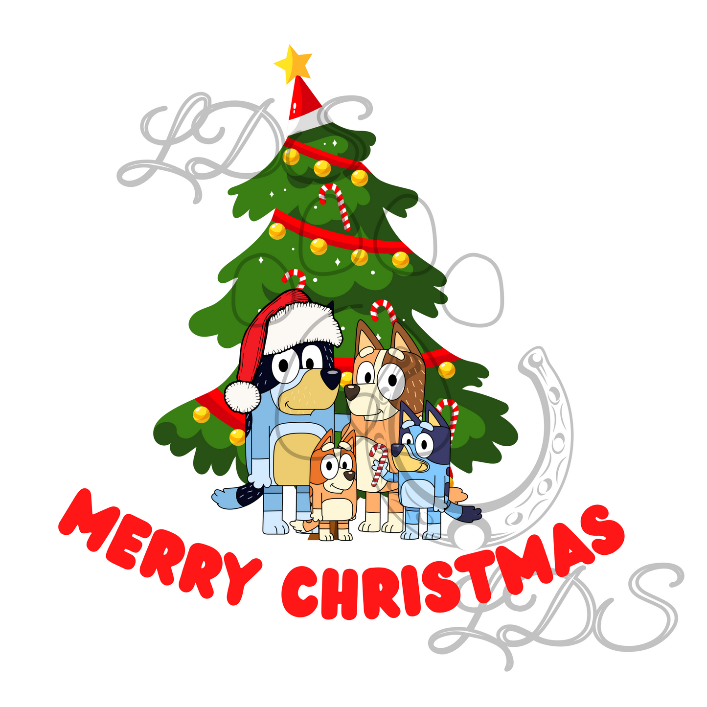 Blue Dog Chistmas Sublimation