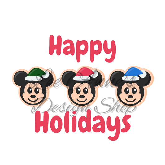 Mouse Cookie Sublimation Happy Holidays