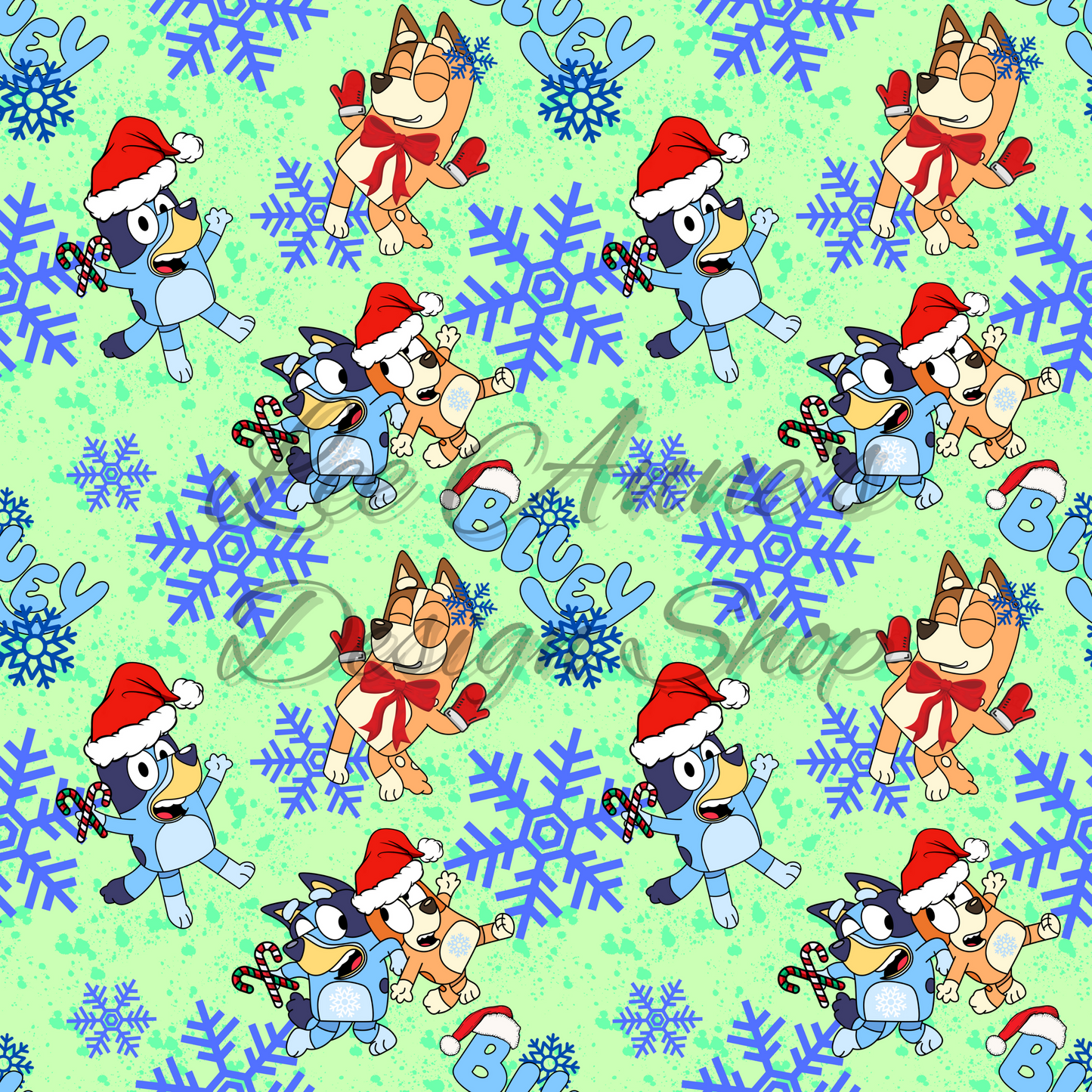 Blue dog Christmas Seamless