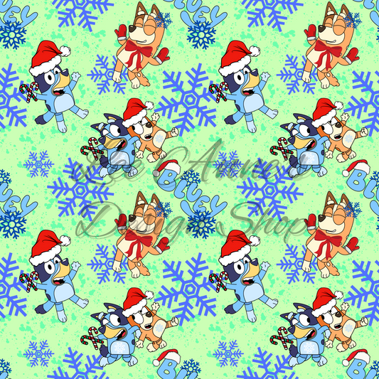 Blue dog Christmas Seamless