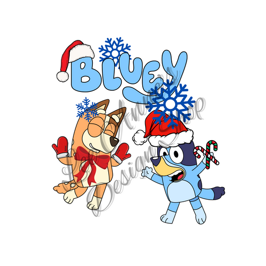 Blue Dog Chistmas Sublimation