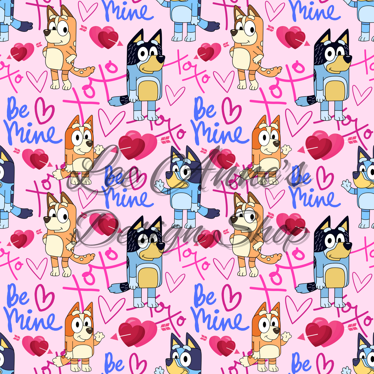 Blue Dog Valentines Seamless