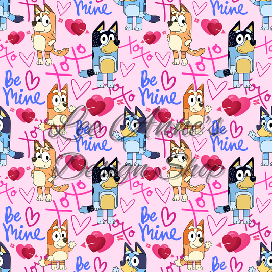 Blue Dog Valentines Seamless