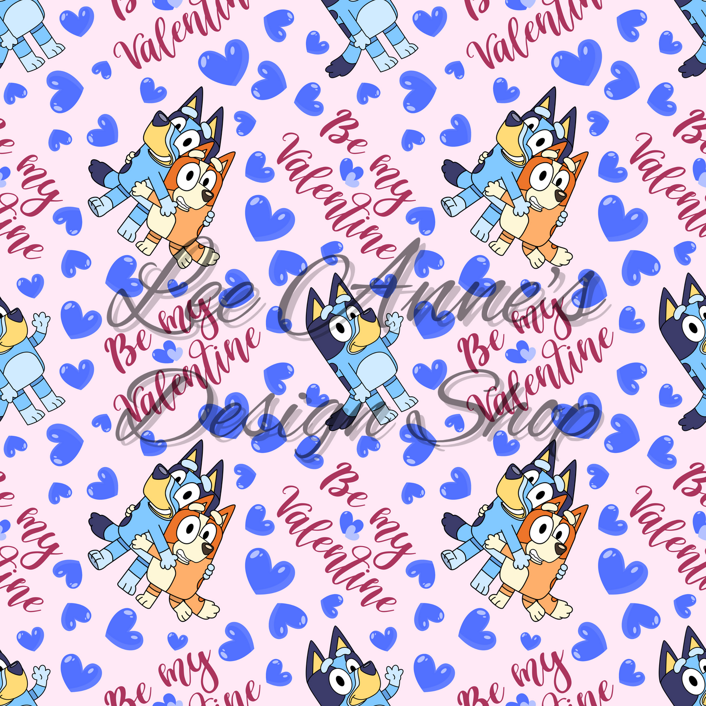 Blue Dog Valentines Seamless