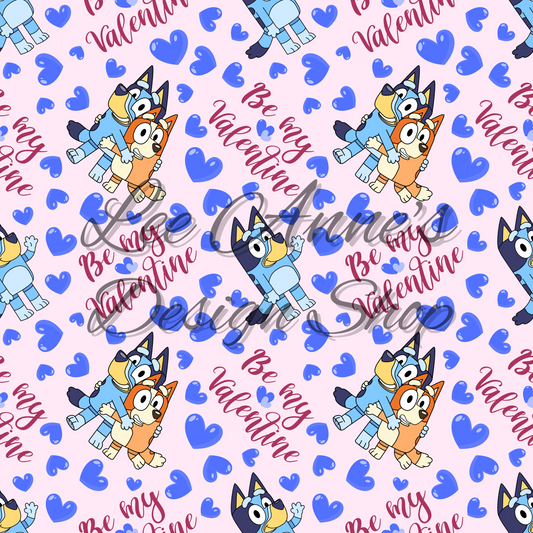 Blue Dog Valentines Seamless