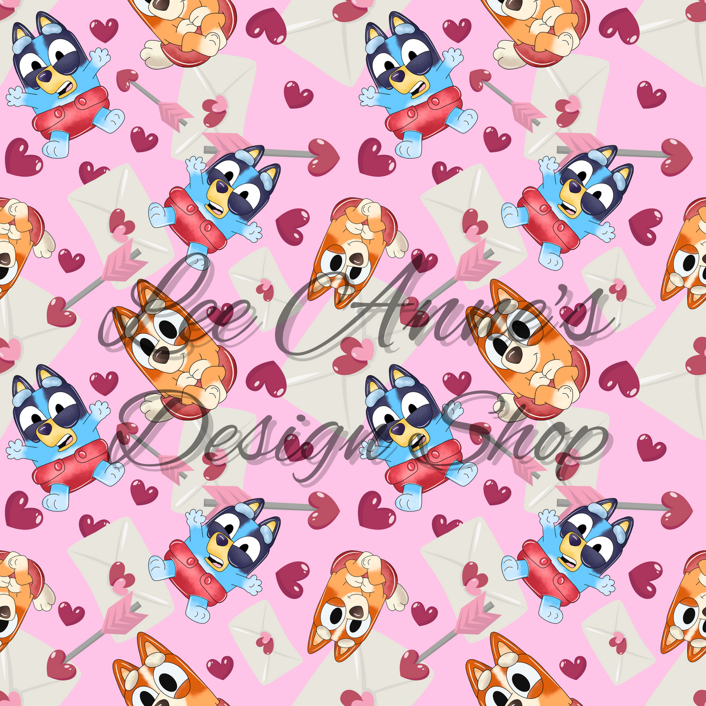 Blue Dog Valentines Seamless