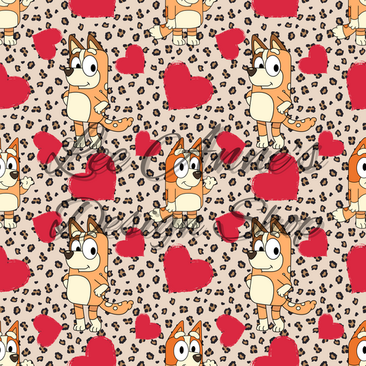 Blue Dog Valentines Seamless