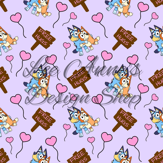 Blue Dog Valentines Seamless