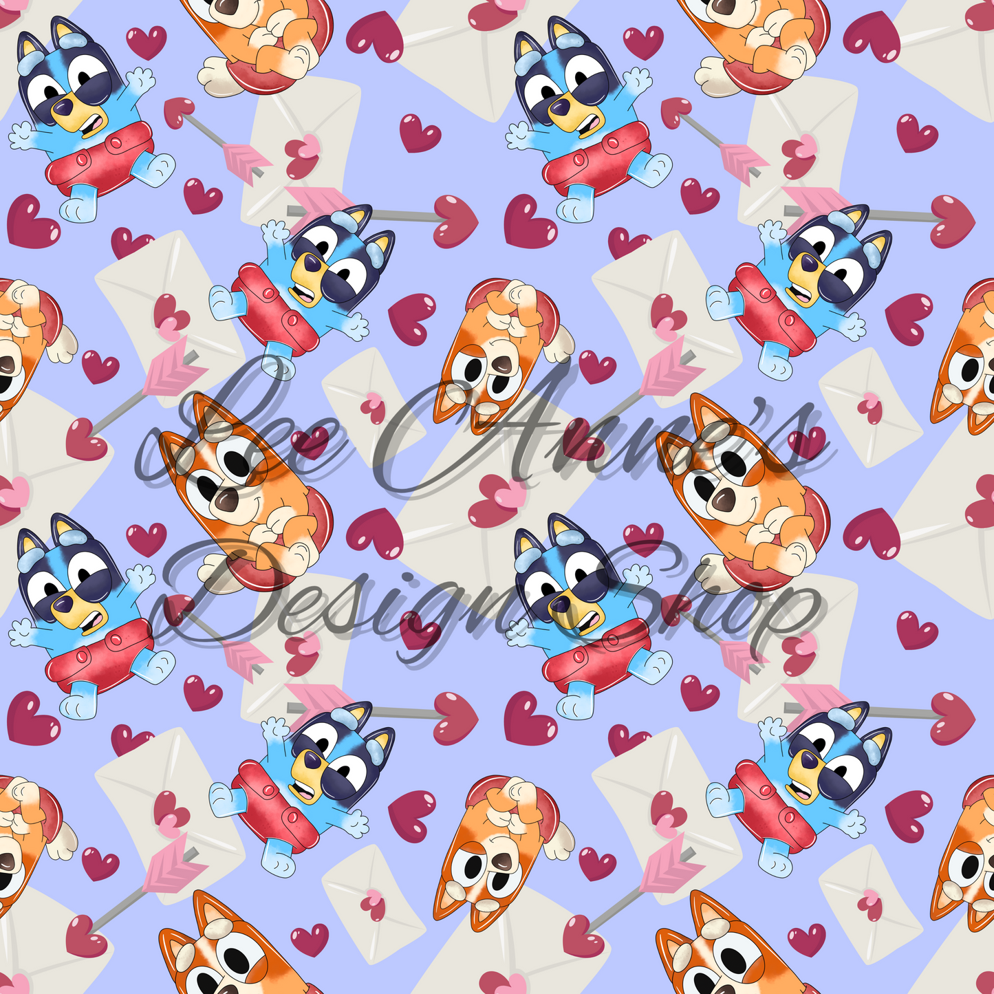 Blue Dog Valentines Seamless