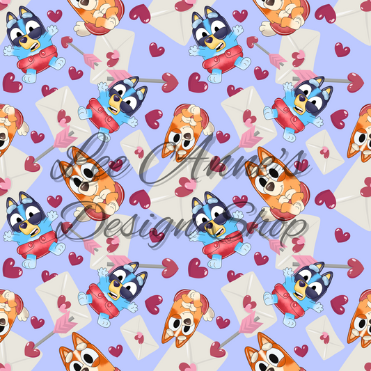 Blue Dog Valentines Seamless