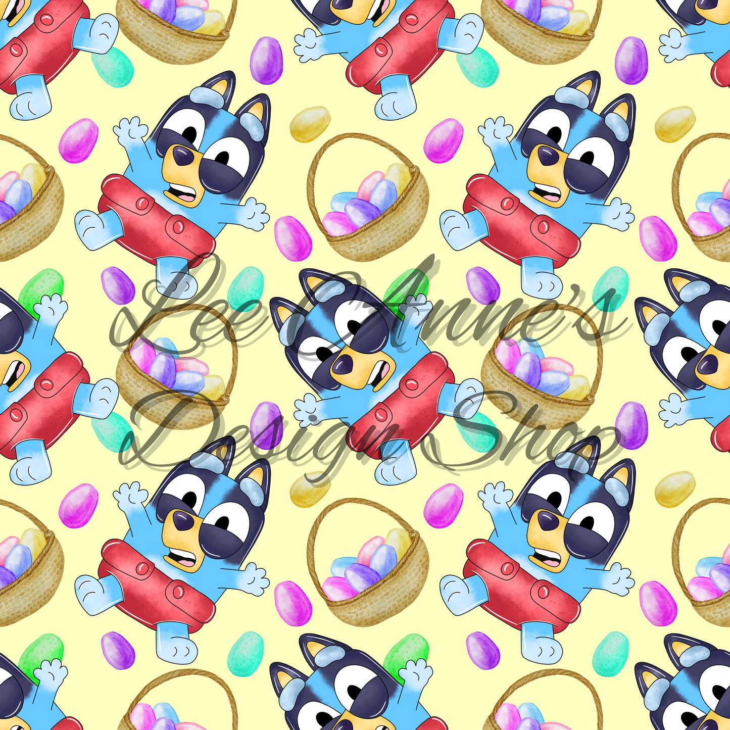 Blue Dog Easter Seamless