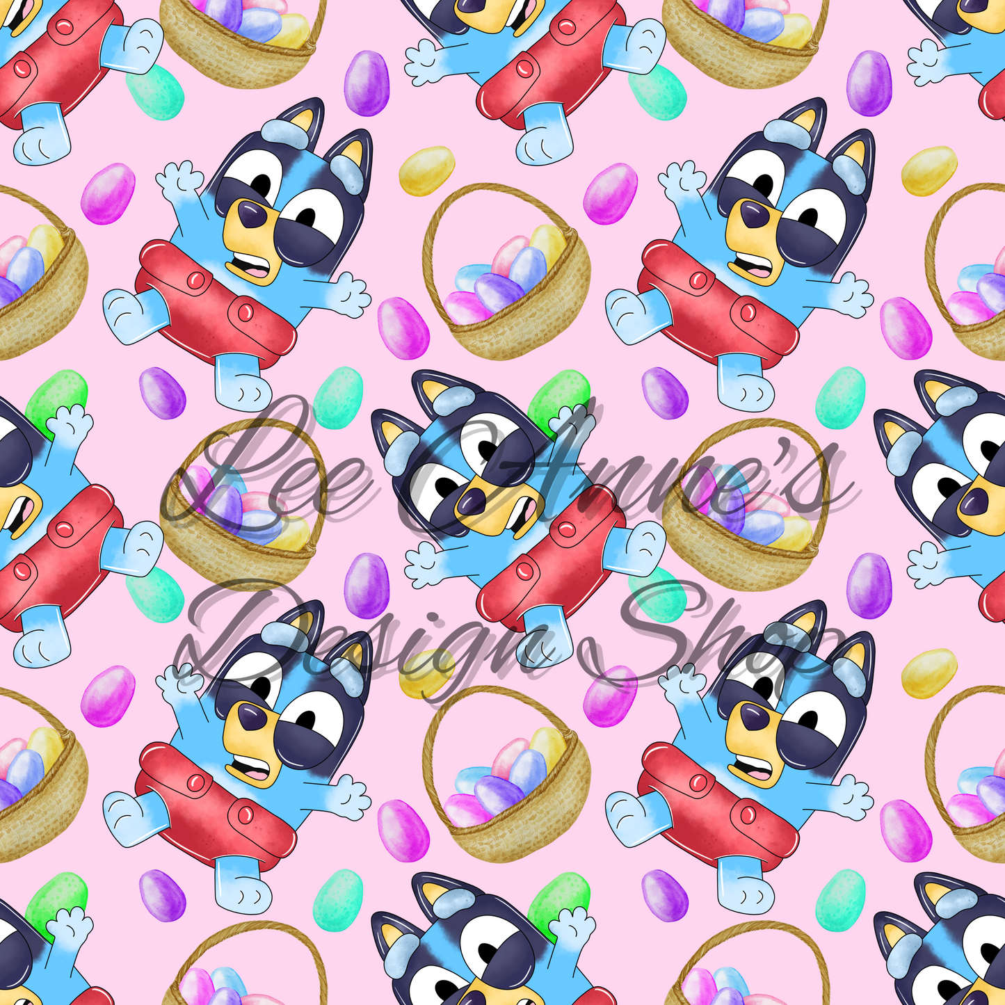 Blue Dog Easter Seamless