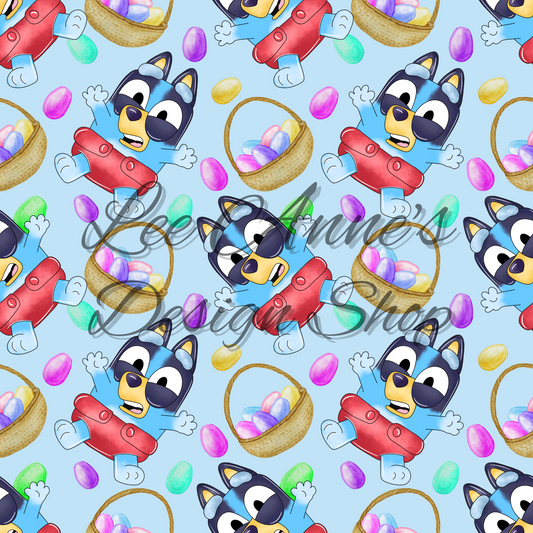 Blue Dog Easter Seamless