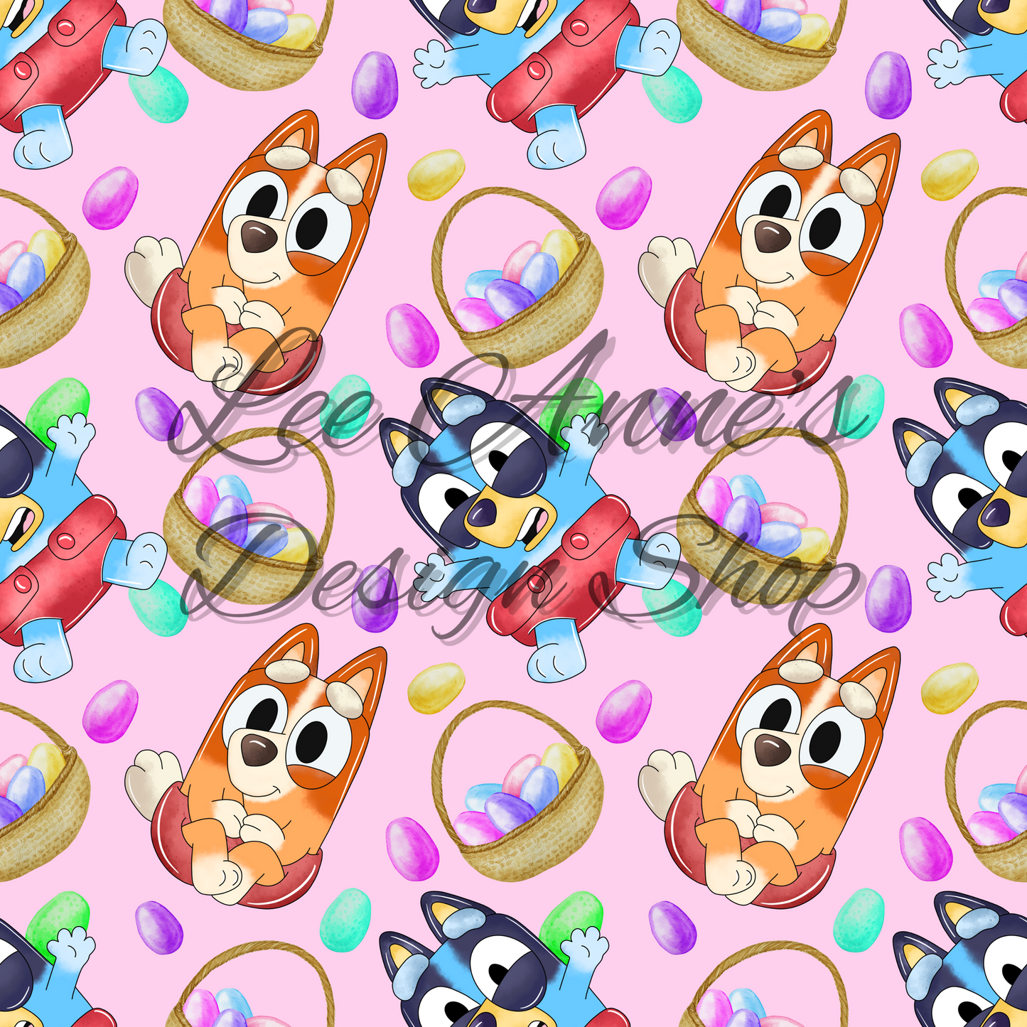 Blue Dog Easter Seamless