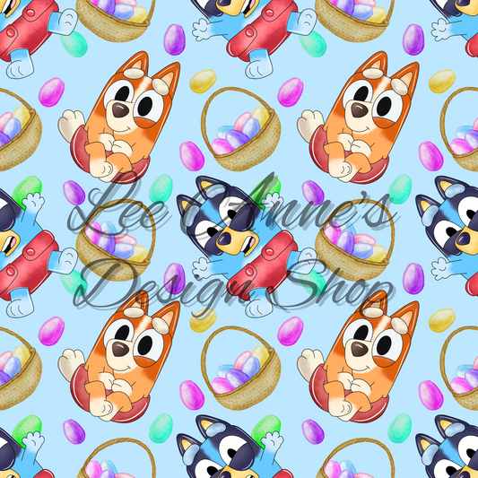 Blue Dog Easter Seamless