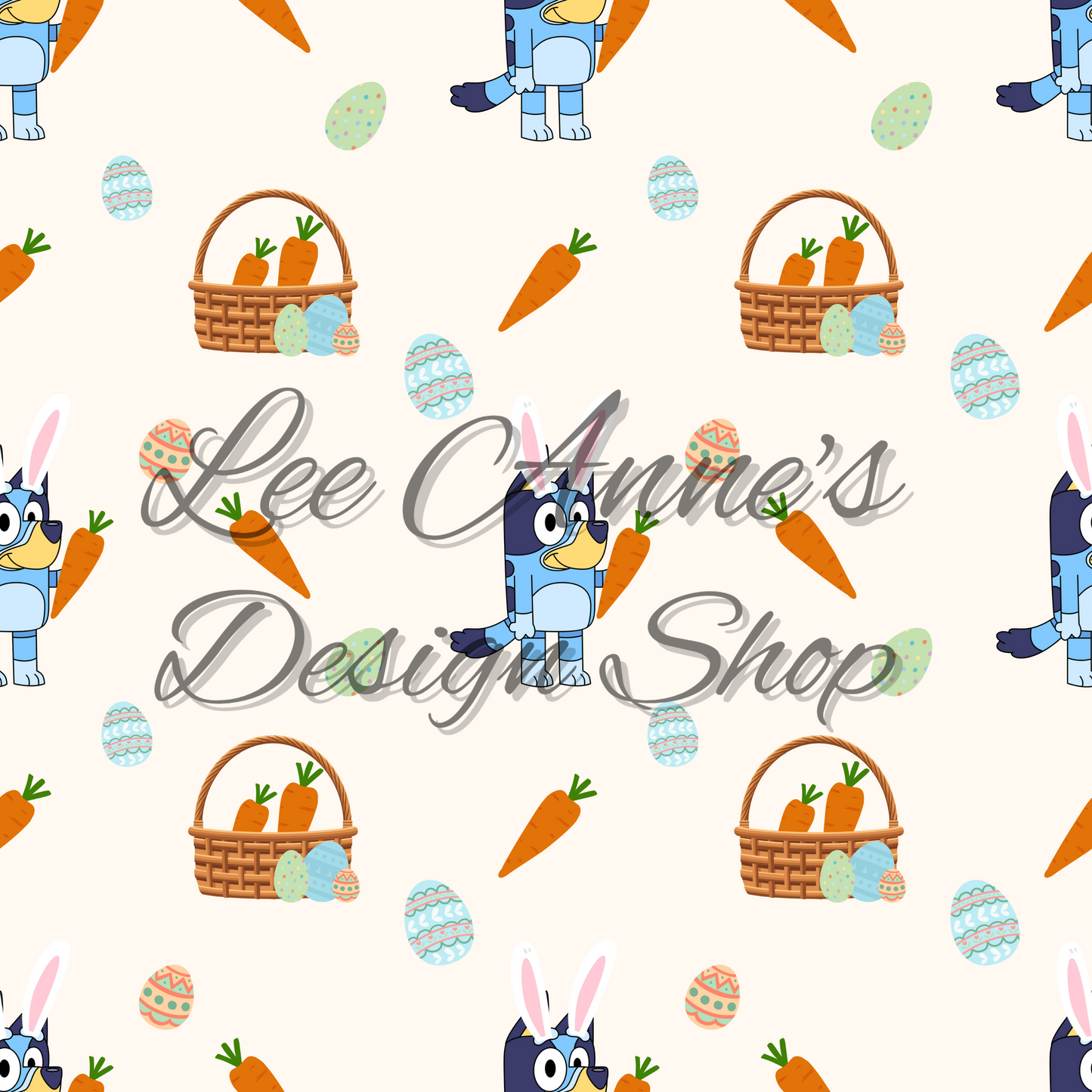 Blue Dog Easter Seamless