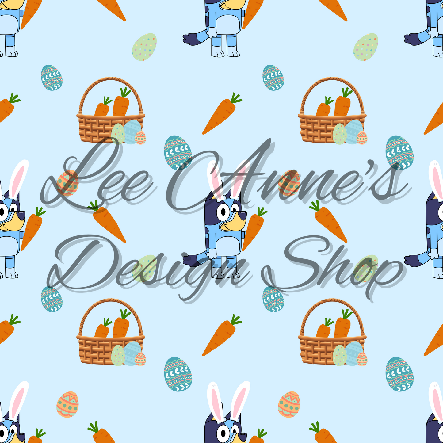 Blue Dog Easter Seamless