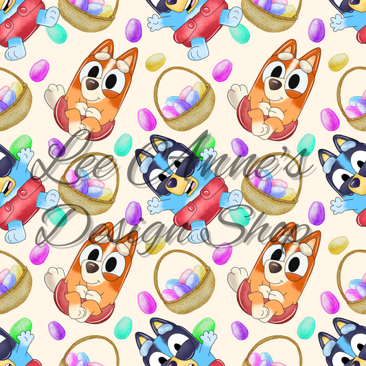 Blue Dog Easter Seamless