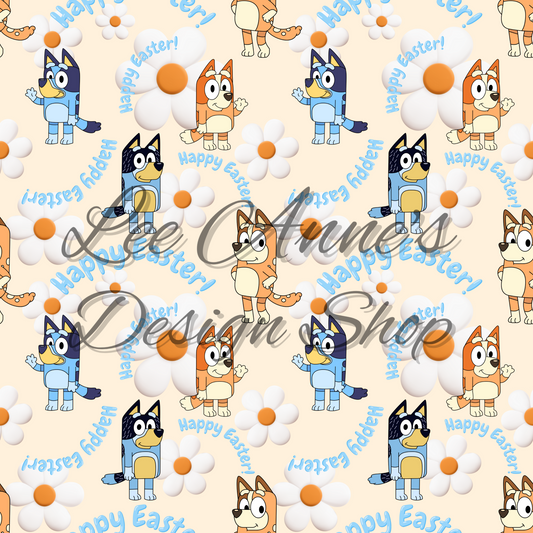 Blue Dog Easter Seamless