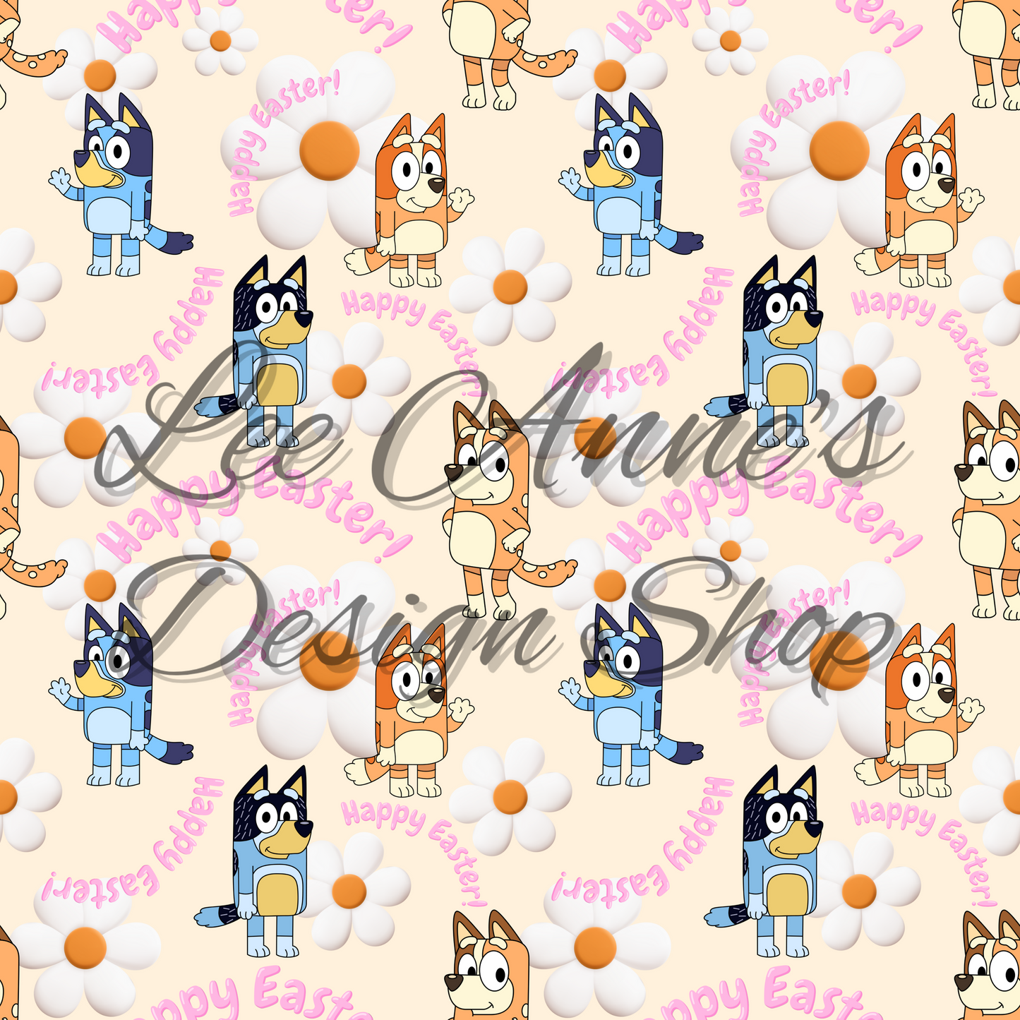 Blue Dog Easter Seamless
