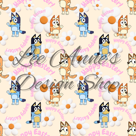 Blue Dog Easter Seamless